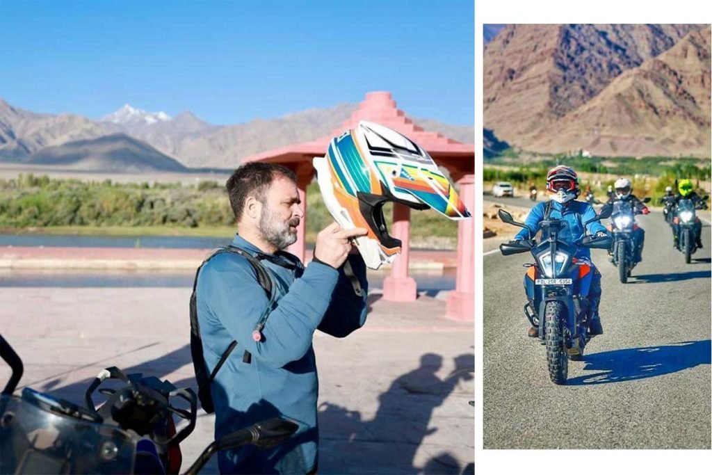 बाईकवर लडाखहून पैंगोंग त्सो लेक रवाना झाले Rahul Gandhi